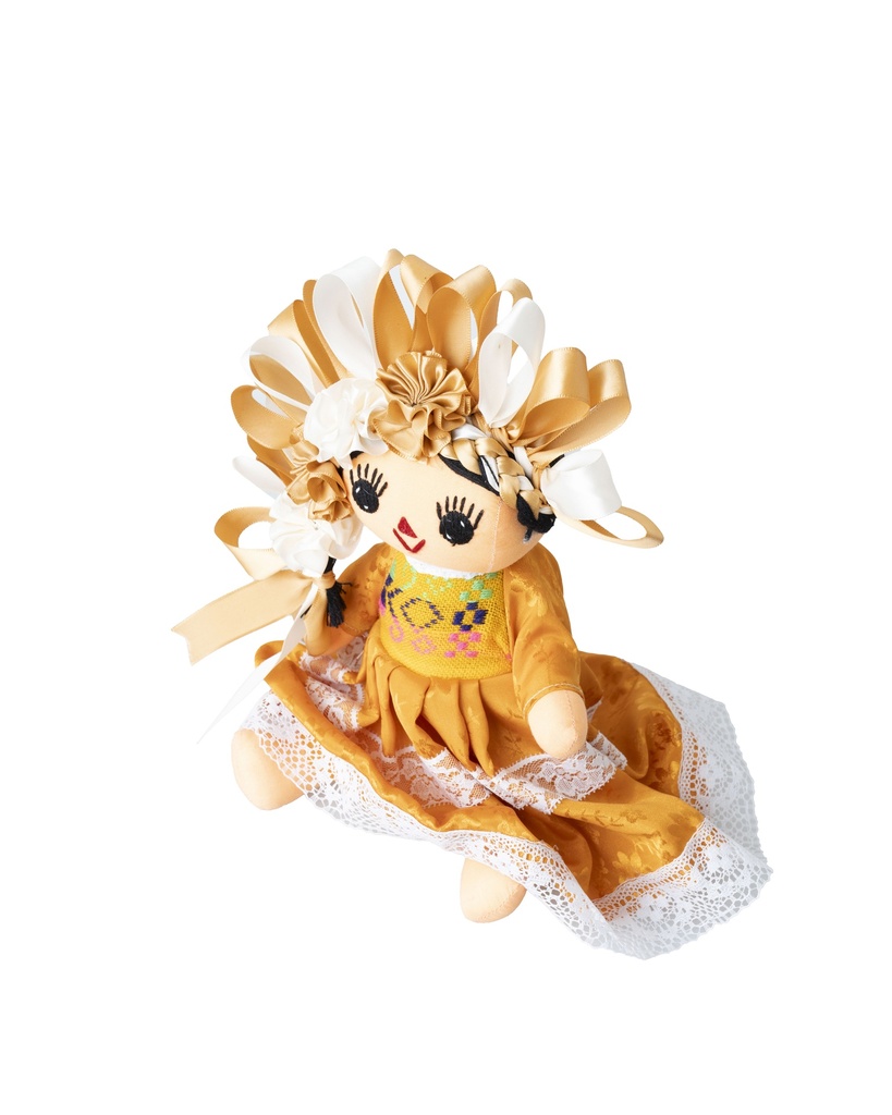 MUÑECA LELE CON TRENZA, FLORES Y VESTIDO ENCAJE