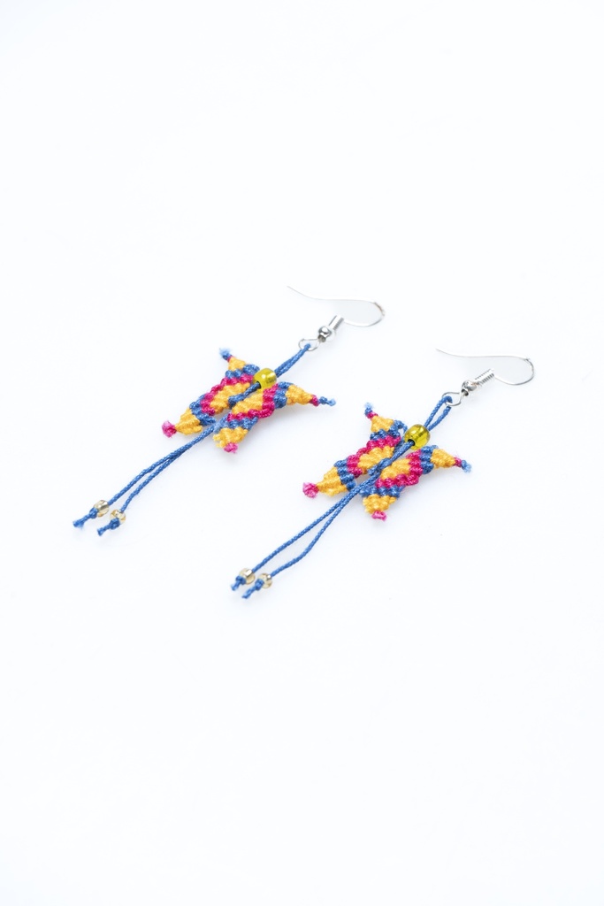 ARETES MARIPOSA TEJIDOS HILO CON CHAQUIRA