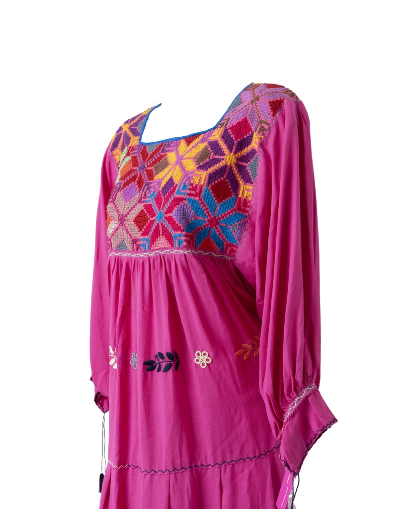 VESTIDO PECHERA BORDADA PUNTO DE CRUZ