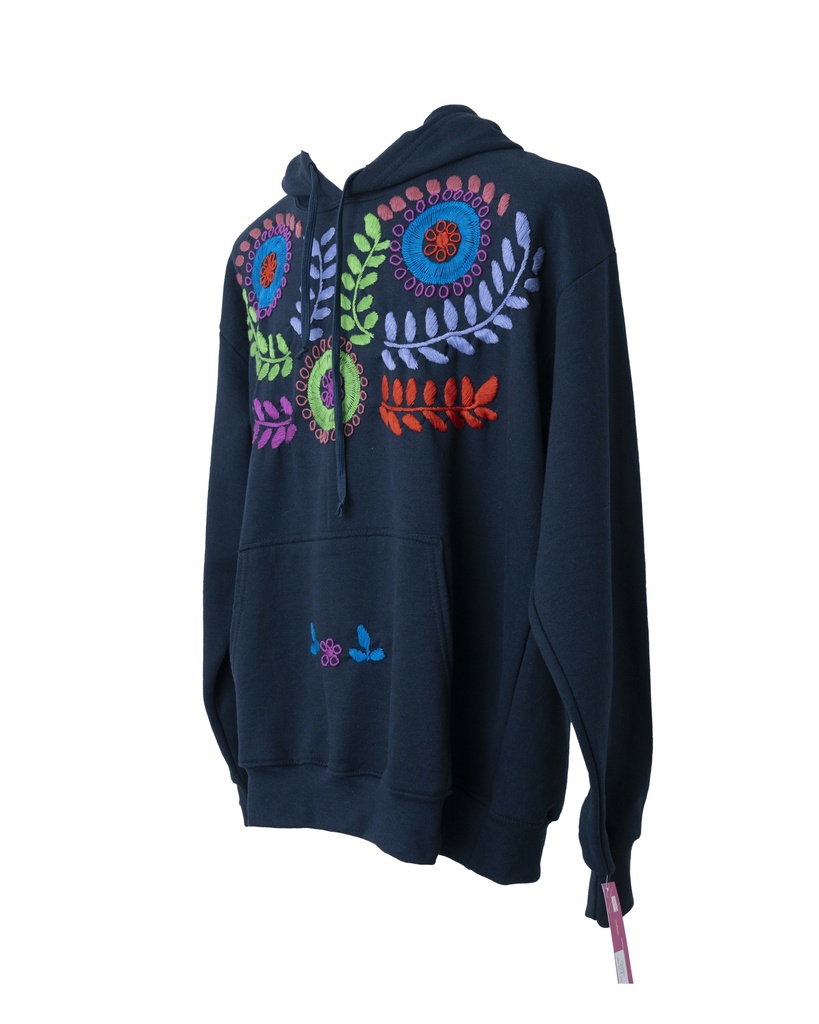 SUDADERA AZUL BORDADA CÍRCULOS