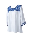 BLUSA BORDADA FLORES AZUL REY