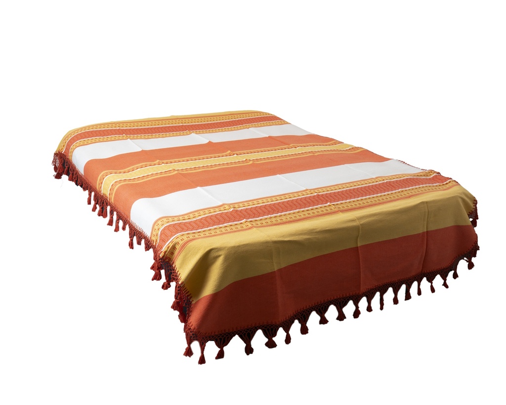 COLCHA TEJIDA TELAR CON FLECOS