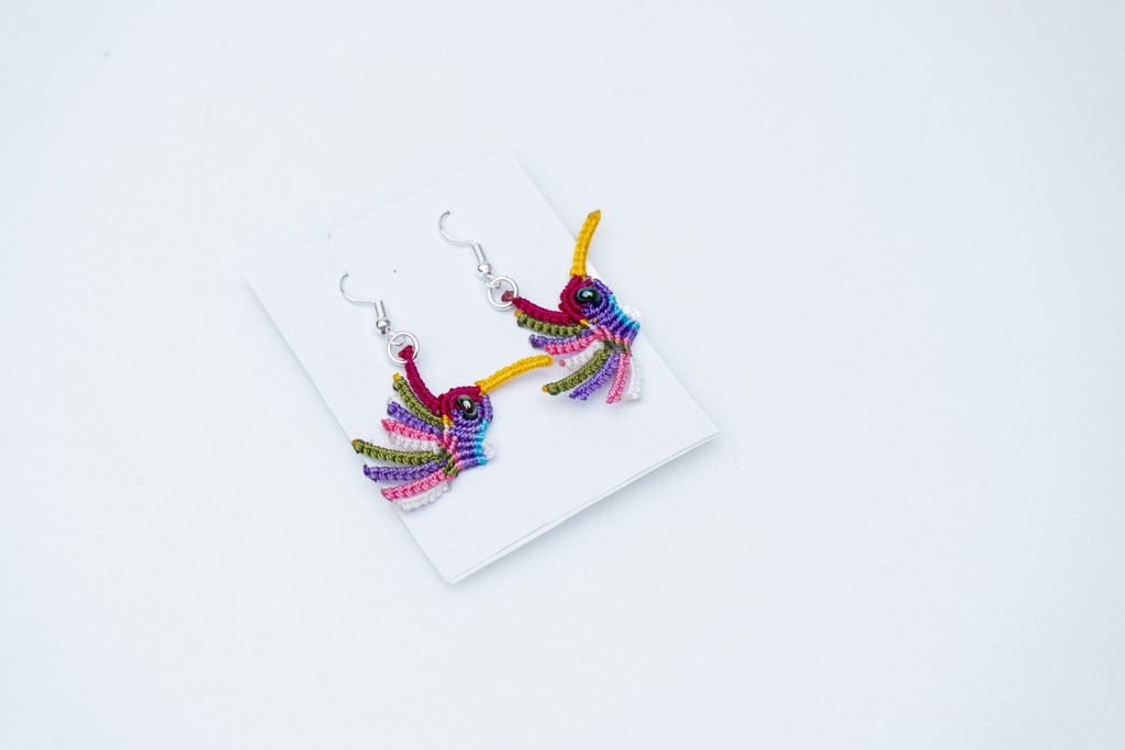 ARETES COLIBRÍ TEJIDOS HILO 