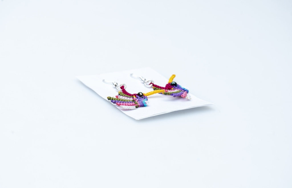 ARETES COLIBRÍ TEJIDOS HILO 