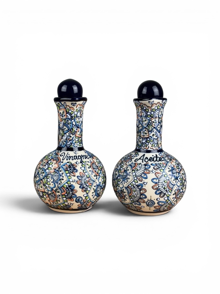 JUEGO DE ACEITERA Y VINAGRERA CERAMICA 2 PIEZAS