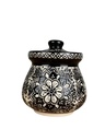 MIELERA CERAMICA DISEÑO NEGRO Y PALITO MADERA