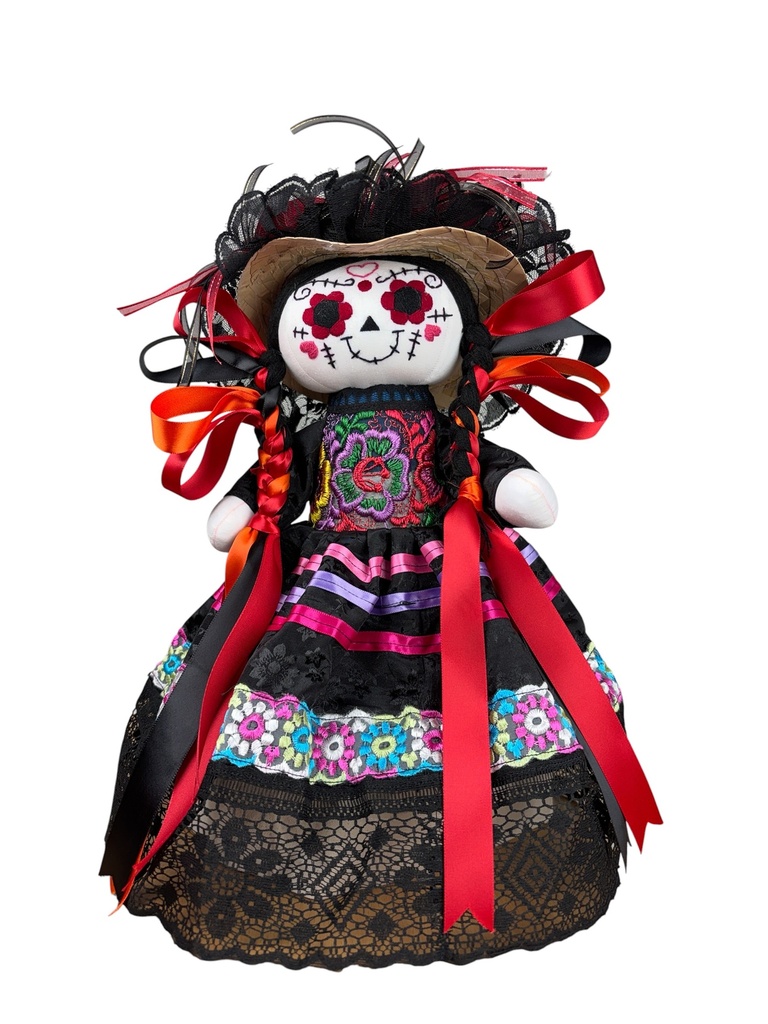 MUÑECA LELE CATRINA DOBLE FALDA CON SOMBRERO