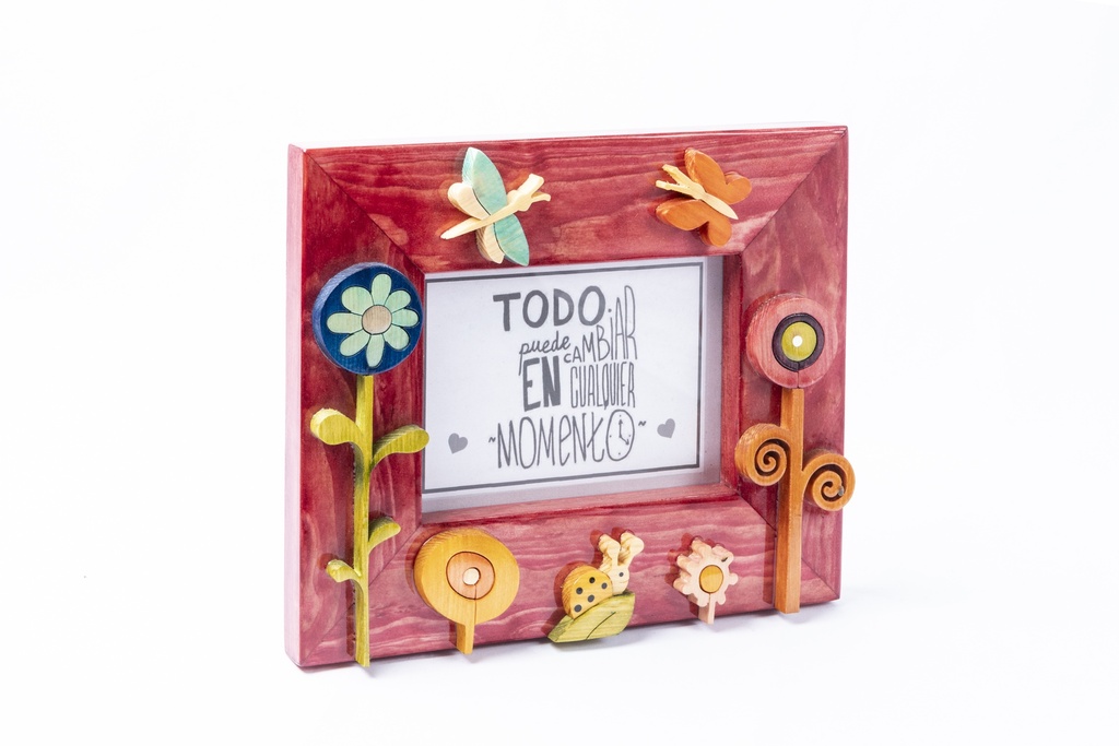 PORTARETRATOS MADERA FLORES