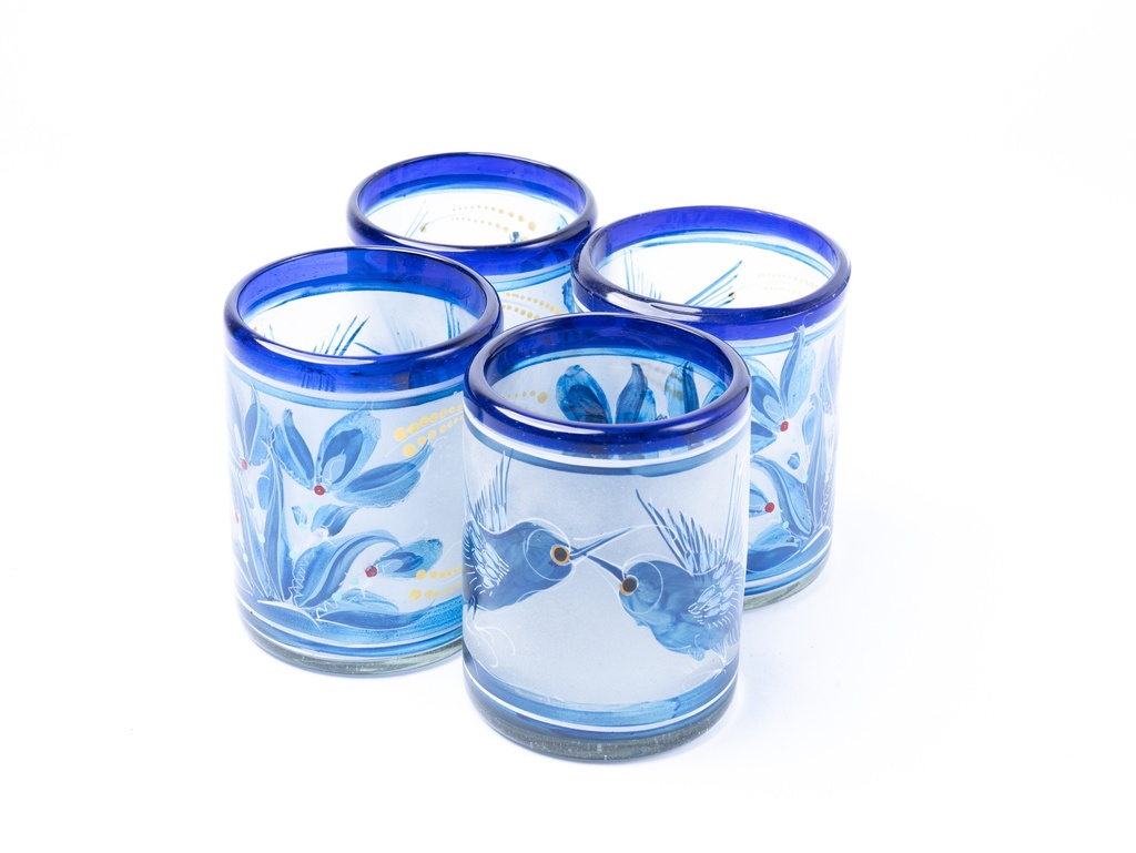 VASOS VIDRIO SOPLADO PÁJARO Y FLOR