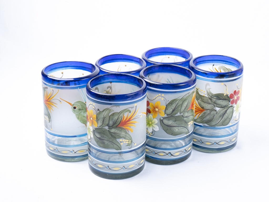 VASOS VIDRIO SOPLADO COLIBRÍ