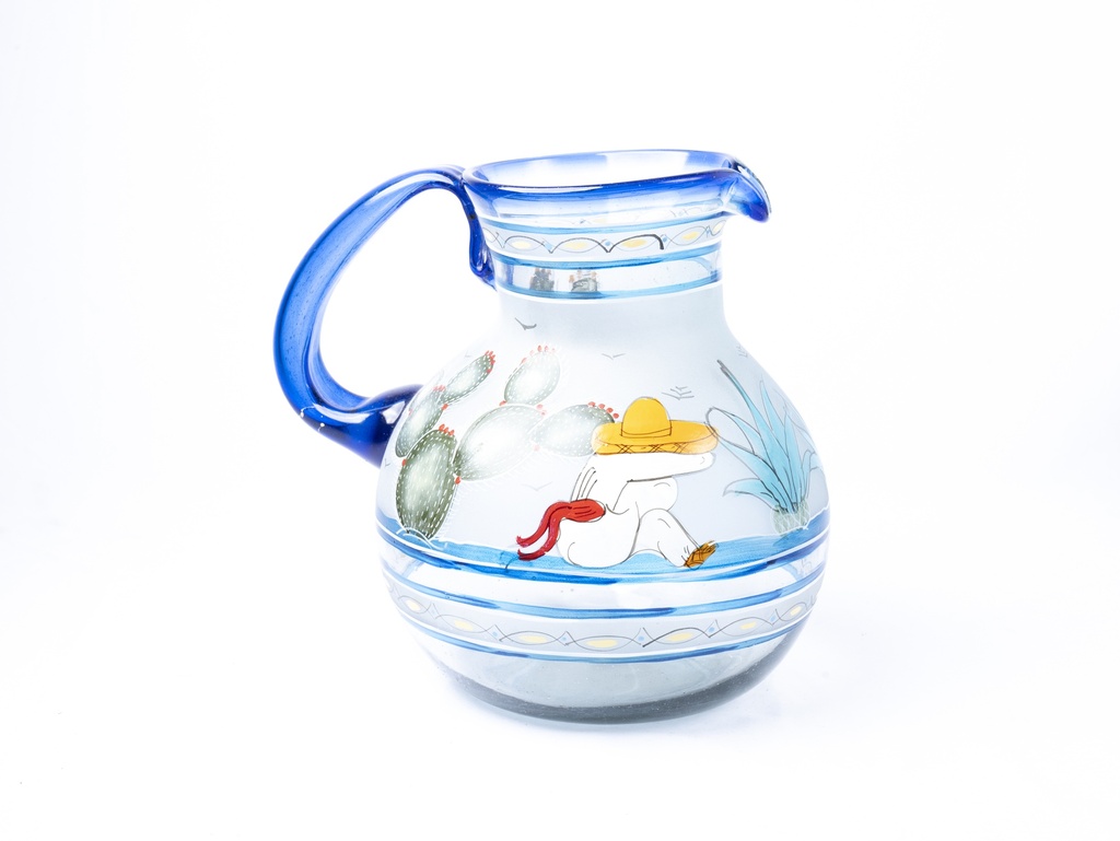 JARRA VIDRIO SOPLADO ORIGINARIO Y NOPAL