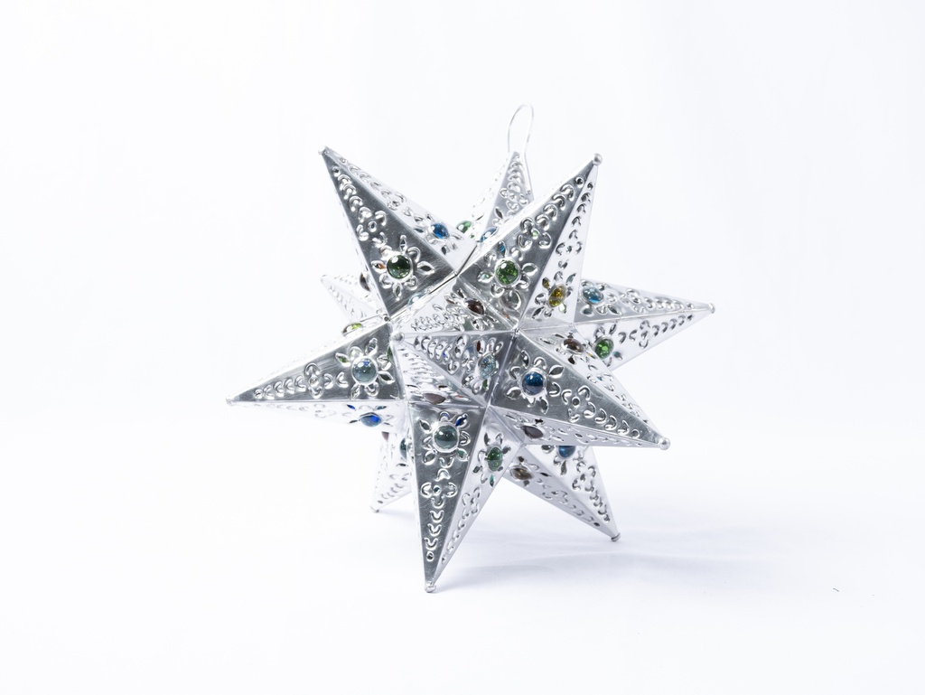ESTRELLA DECORATIVA LATÓN CON GEMAS DE COLORES