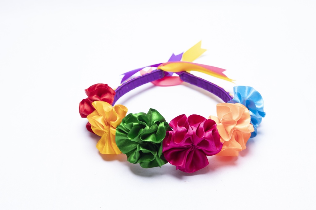 DIADEMAS CON FLORES TELA MULTICOLOR