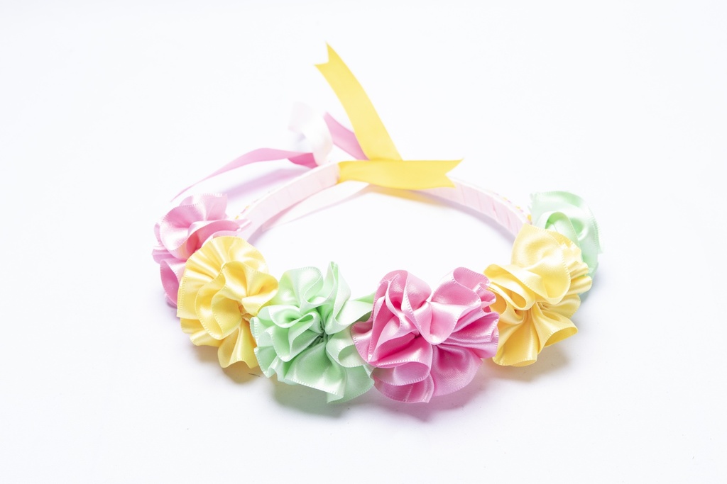 DIADEMAS CON FLORES TELA MULTICOLOR