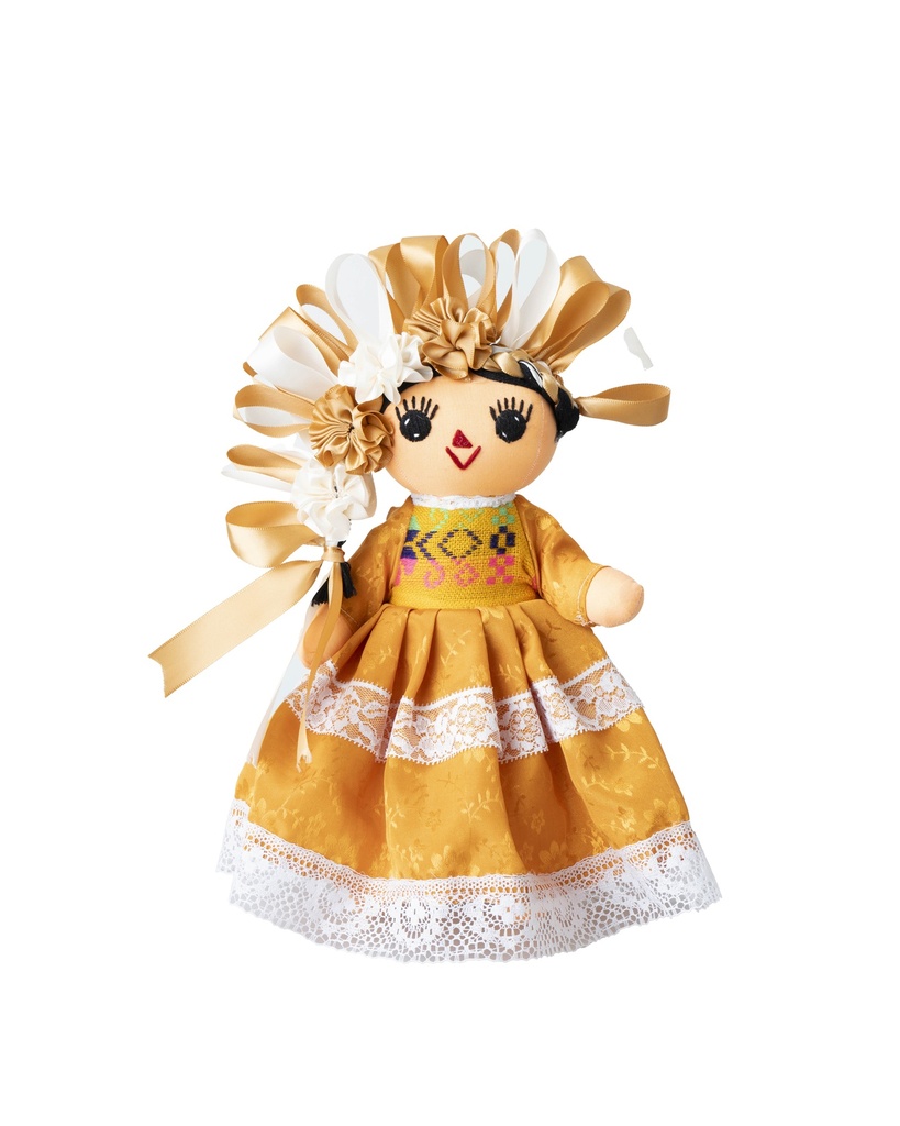 MUÑECA LELE CON TRENZA, FLORES Y VESTIDO ENCAJE