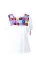 PLAYERA BORDADA CUADROS CON FLORES