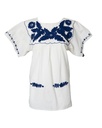 BLUSA MANTA BORDADA FLORES AZULES