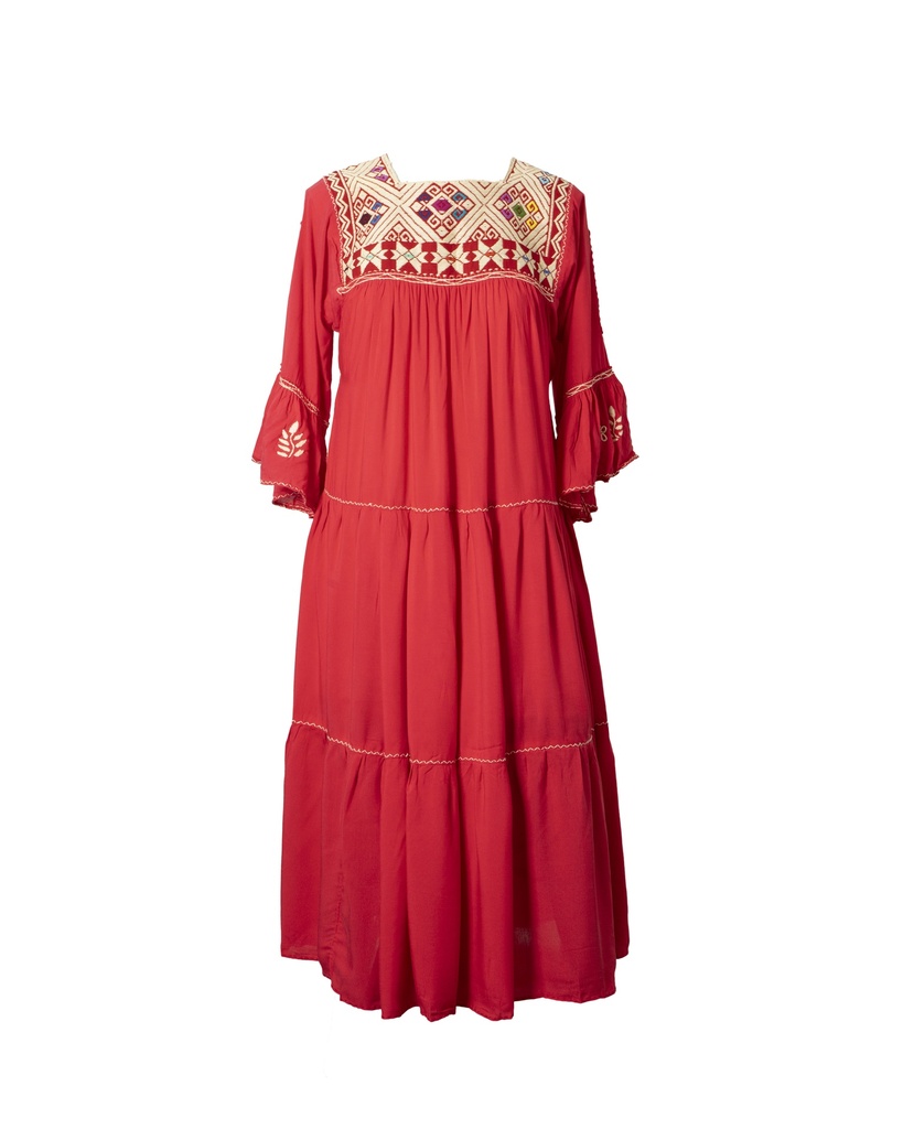 VESTIDO BORDADO ESTRELLAS EN PECHERA