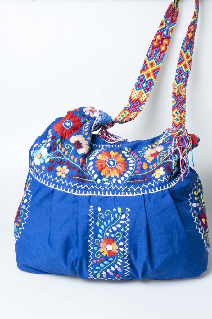 BOLSA TELA Y CORREA BORDADA HILO