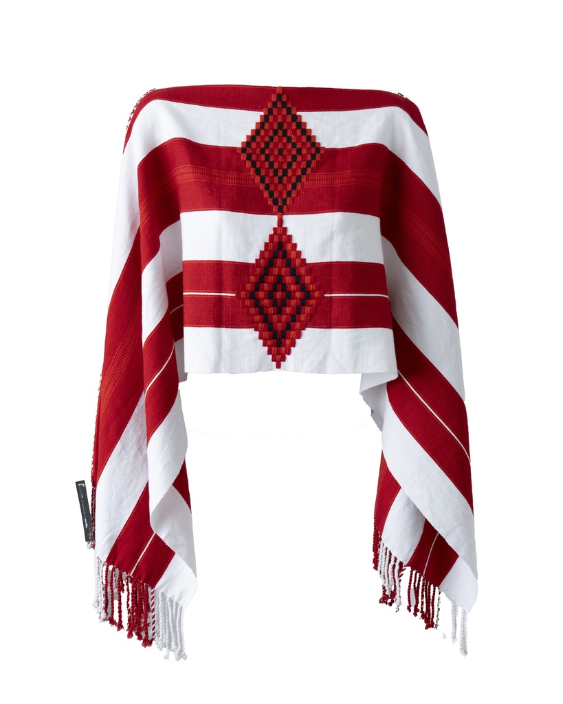 ENSAMBLE BLANCO/ROJO BORDADO TELAR