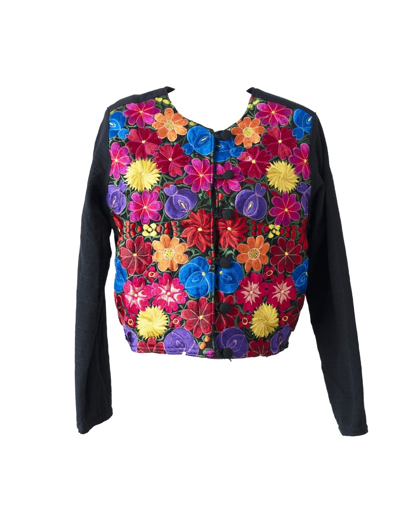 SACO NEGRO BORDADO MULTICOLOR