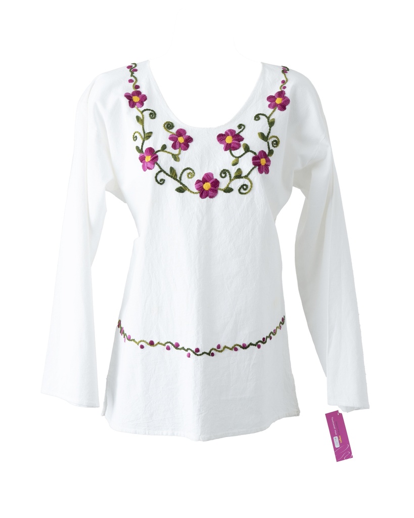 BLUSA MANTA MANGA LARGA BORDADA