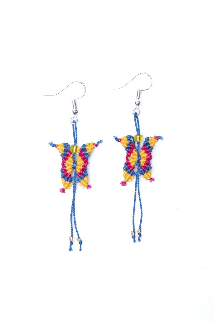 ARETES MARIPOSA TEJIDOS HILO CON CHAQUIRA
