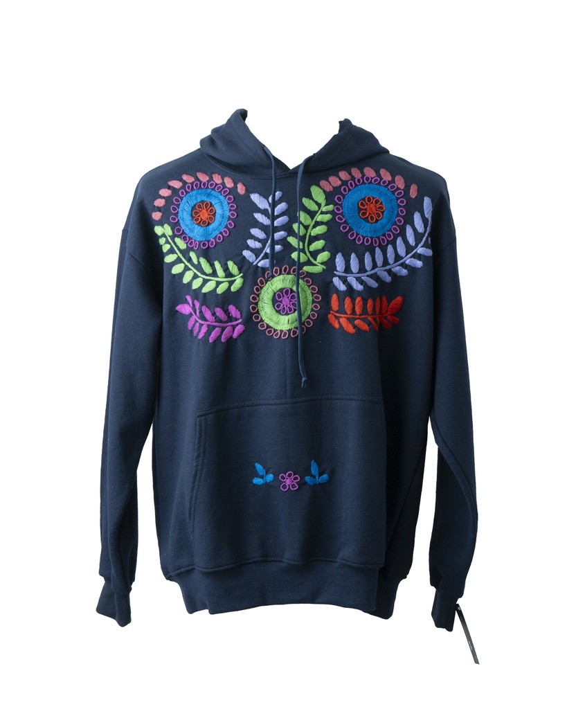 SUDADERA AZUL BORDADA CÍRCULOS