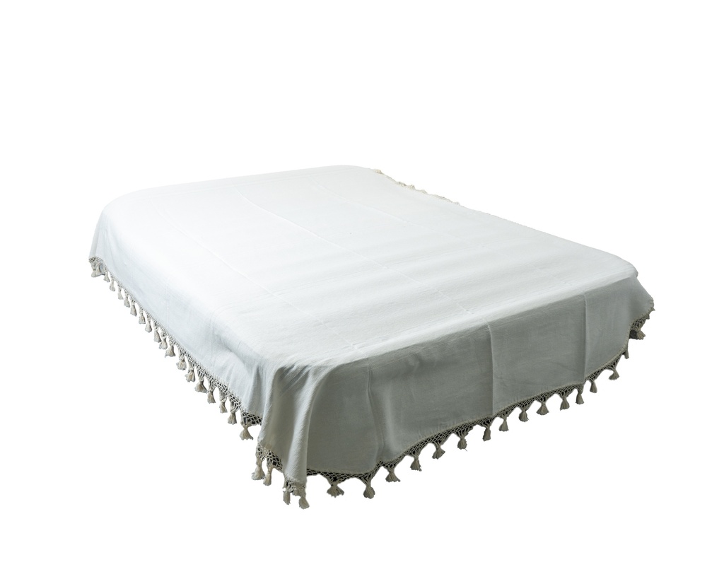 COLCHA TELAR BEIGE CON FLECOS