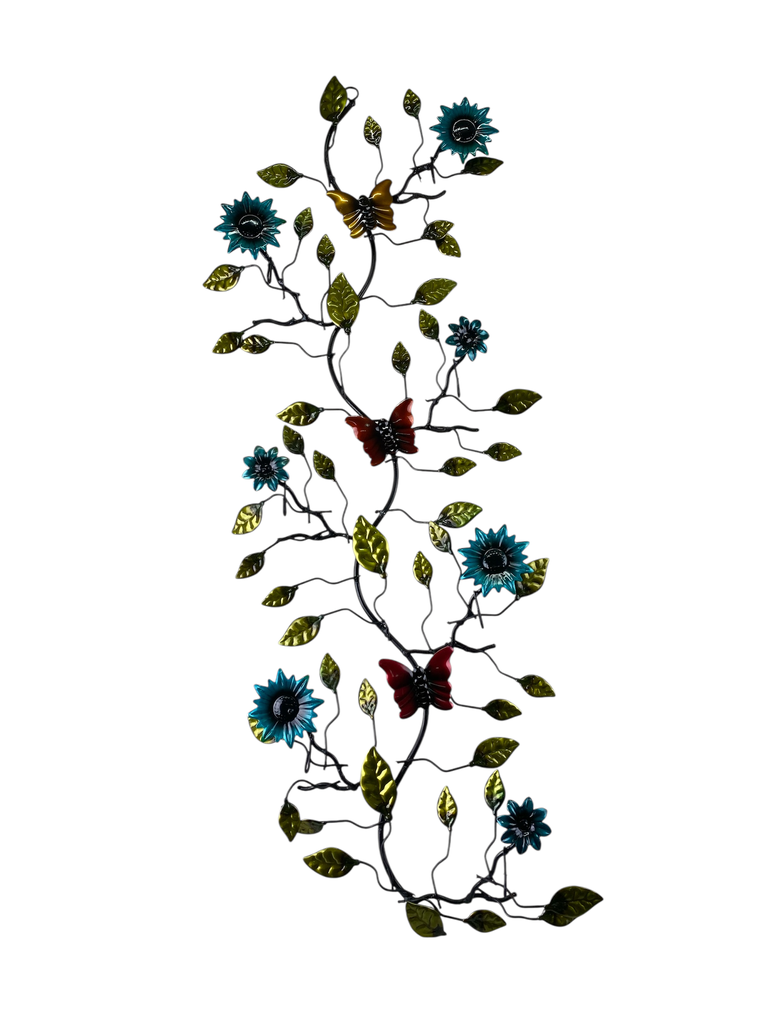 GUÍA REPUJADO CON FLORES AZULES Y MARIPOSA