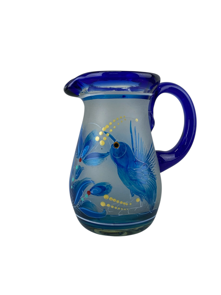 CREMERA VIDRIO SOPLADO COLIBRÍ AZUL