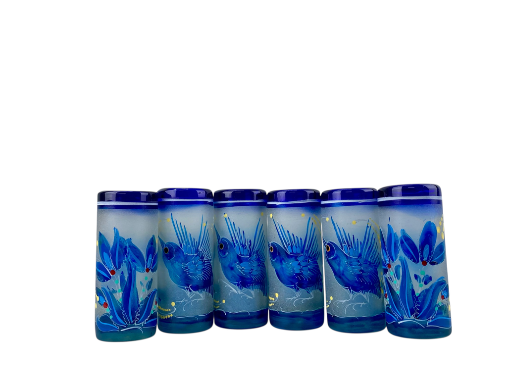 TEQUILEROS VIDRIO PINTADO COLIBRÍ