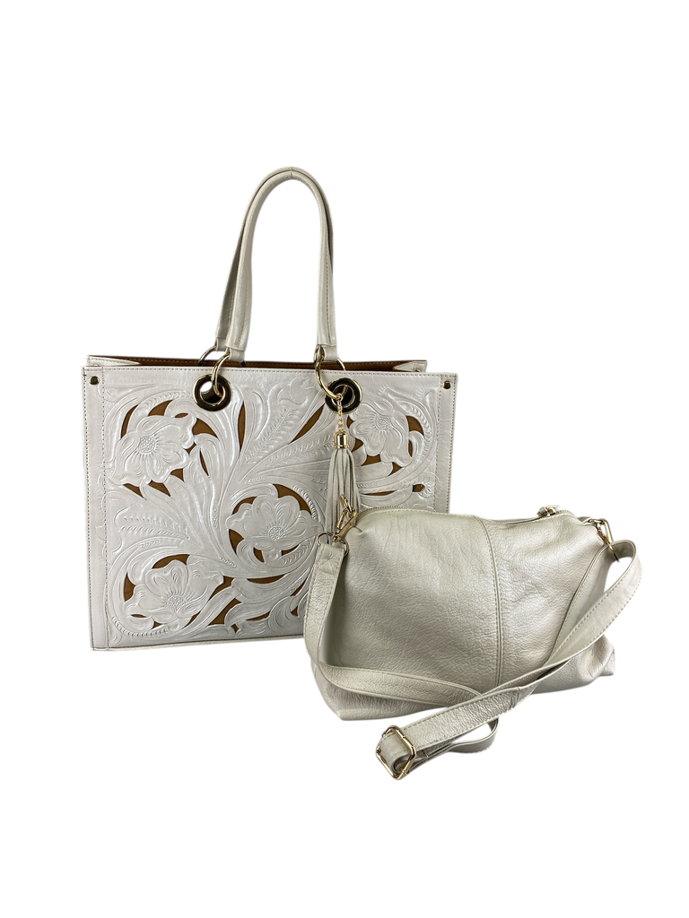 BOLSA MARFIL TROQUELADA PIEL INCLUYE BOLSA INTERIOR