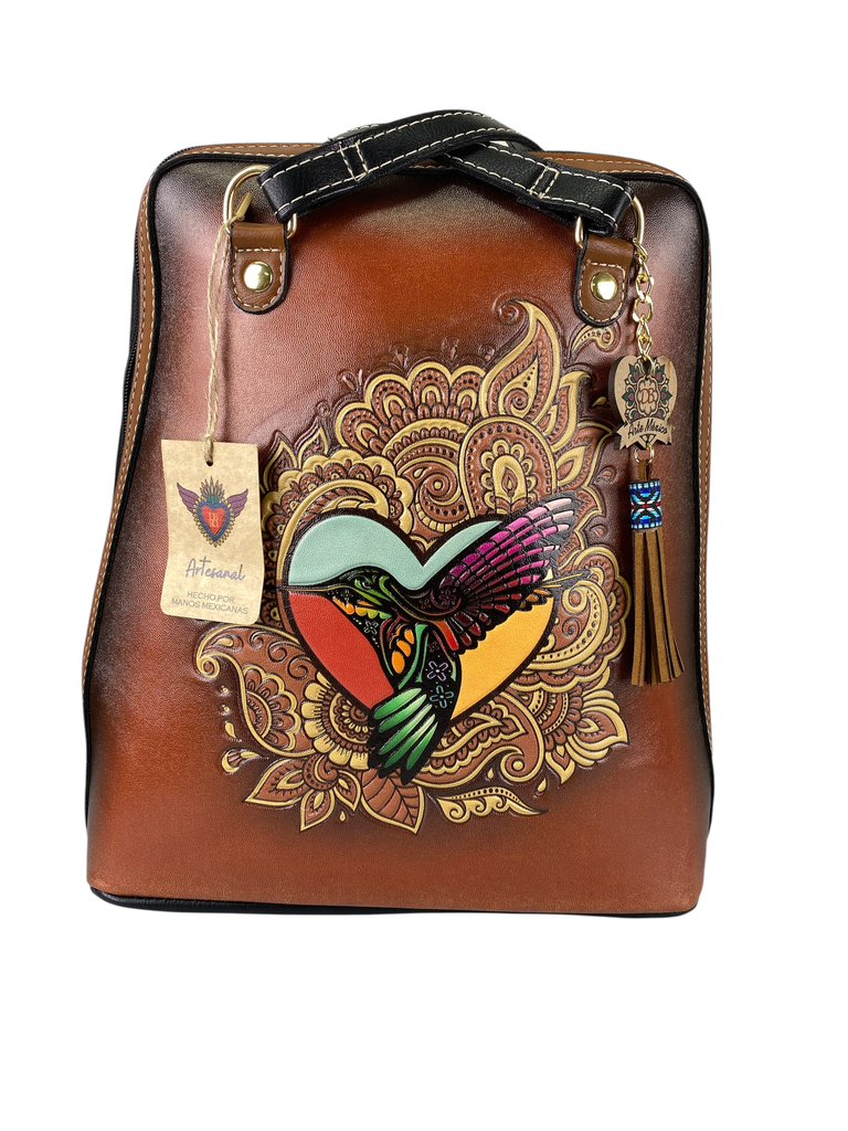 BOLSA CAFÉ TIPO MOCHILA COLIBRÍ