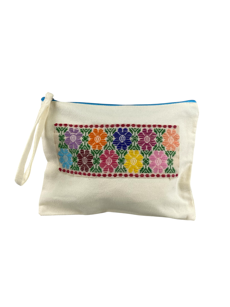BOLSA COSMETIQUERA MANTA CON CINTA BORDADA
