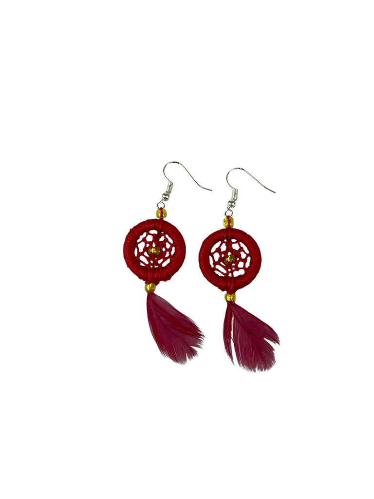 ARETES ATRAPA SUEÑOS BORDADA EN HILO