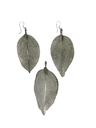 JUEGO DE DIJE Y ARETES DE HOJAS PLATEADAS