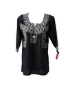 BLUSA NEGRA BORDADO FLORES MANGA 3/4