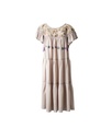 VESTIDO CAFE CLARO CON FLORES