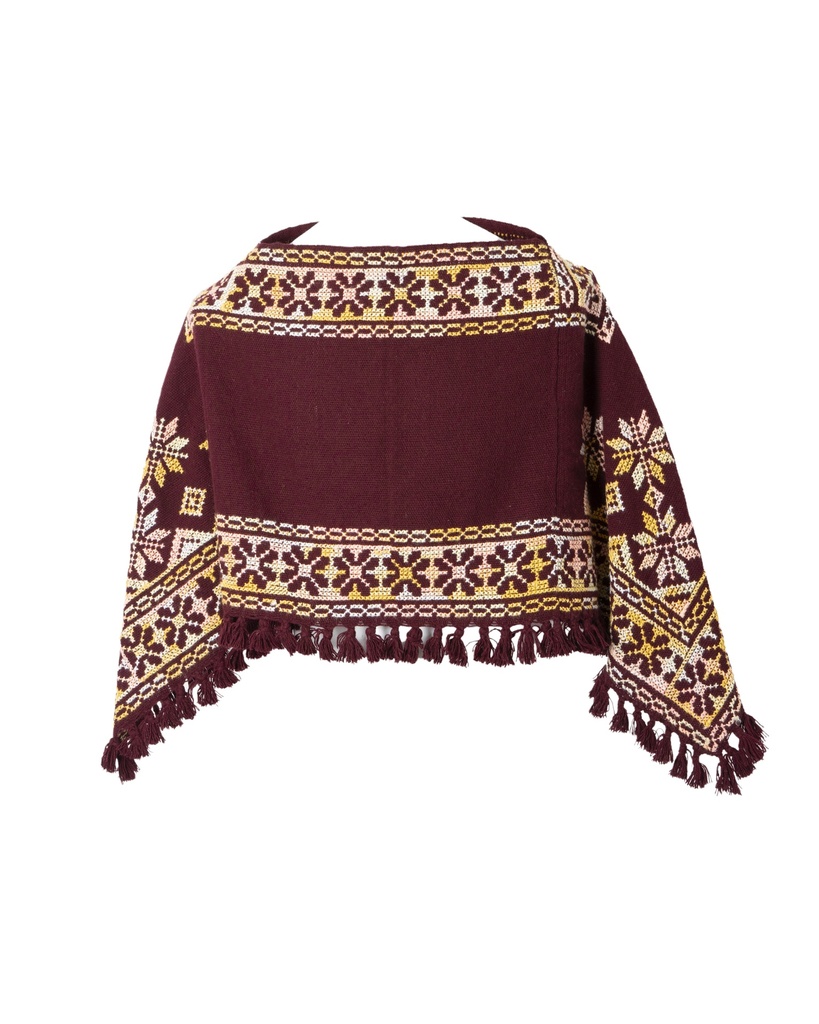 HUIPIL SHEDRON BORDADO FLORES, CON FLECOS