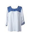 BLUSA BORDADA FLORES AZUL REY